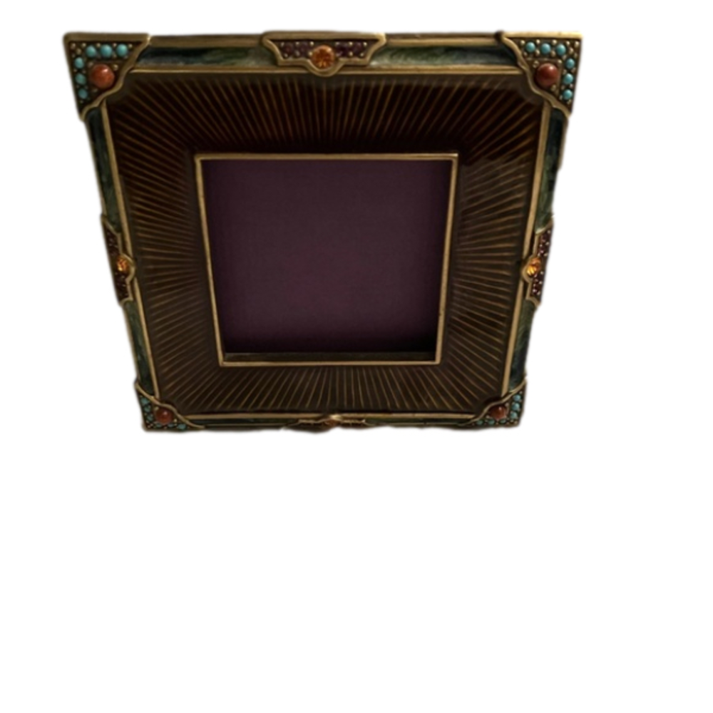 Jay Strongwater ALDEN Art Deco 3½” Photo Frame Libre Gold Jungle Swarovski